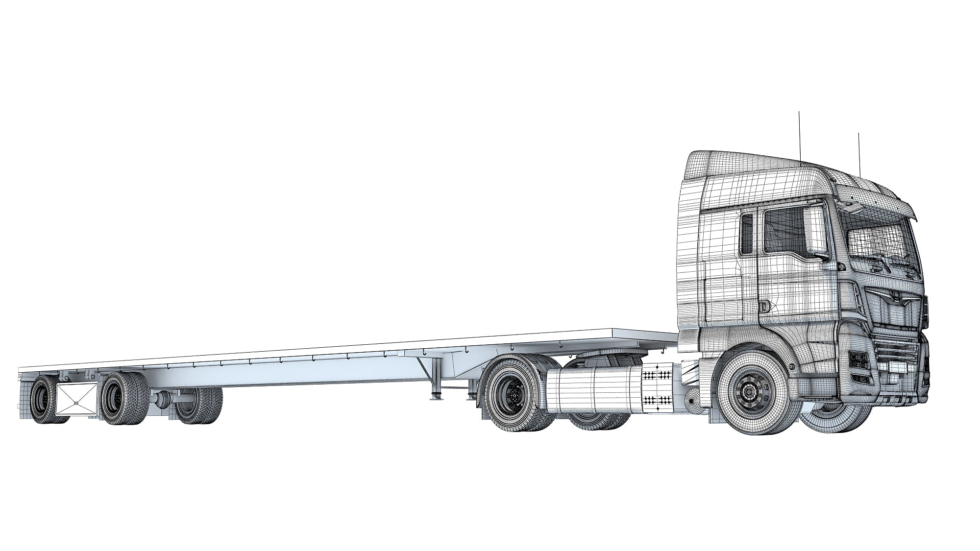 Freightliner Truck with Flatbed Trailer