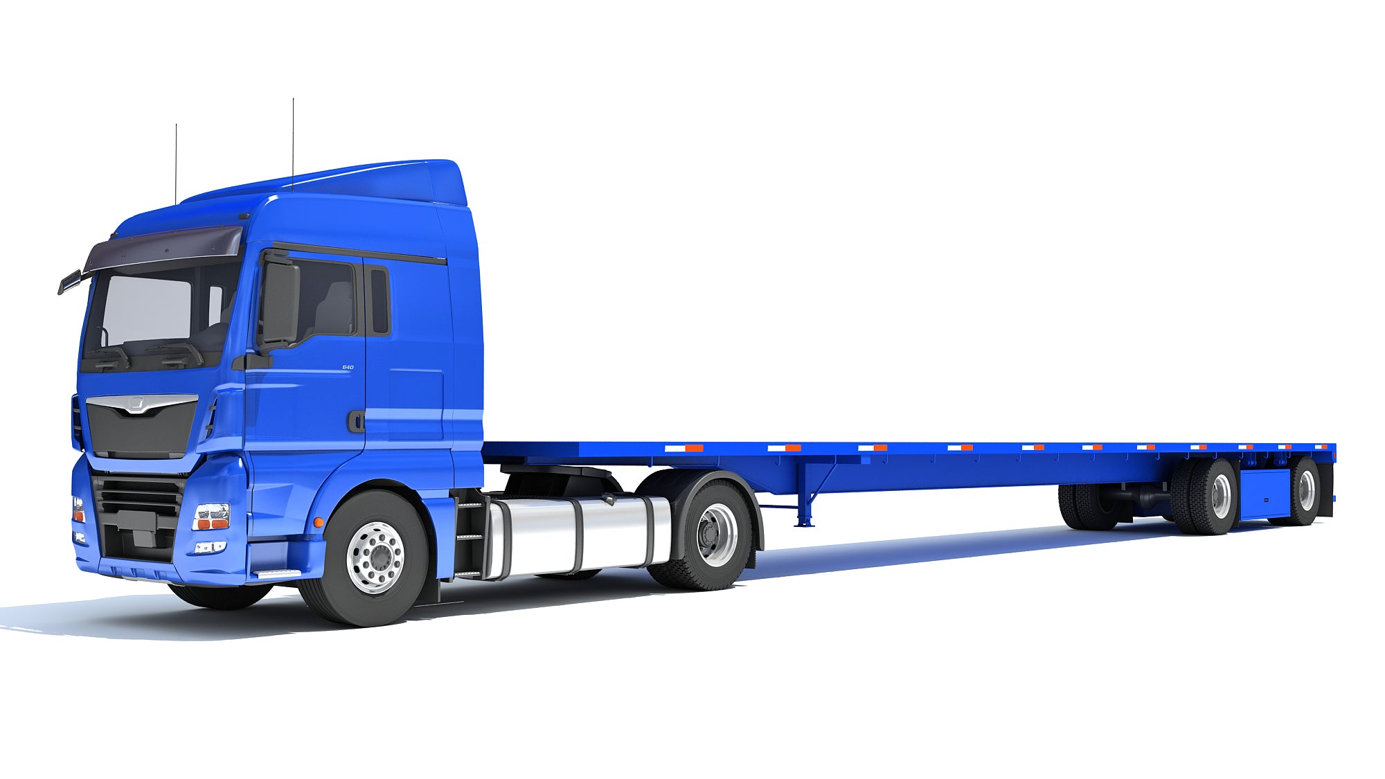 Freightliner Truck with Flatbed Trailer