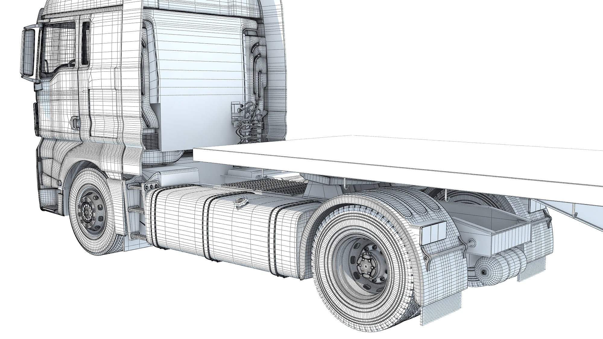Freightliner Truck with Flatbed Trailer