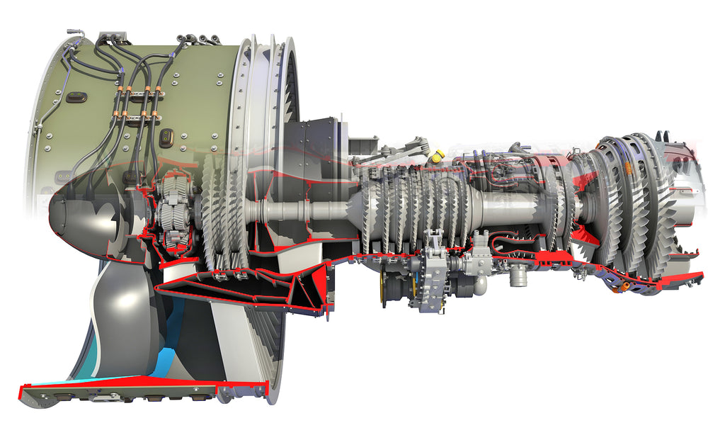 Full and Cutaway GTF Turbofan Engine