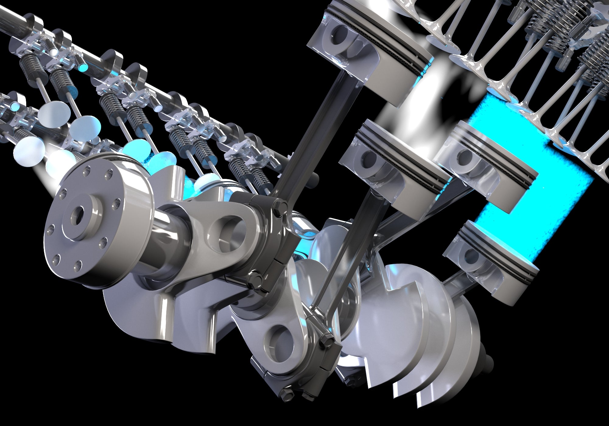 Animated V8 Engine Gasoline Ignition