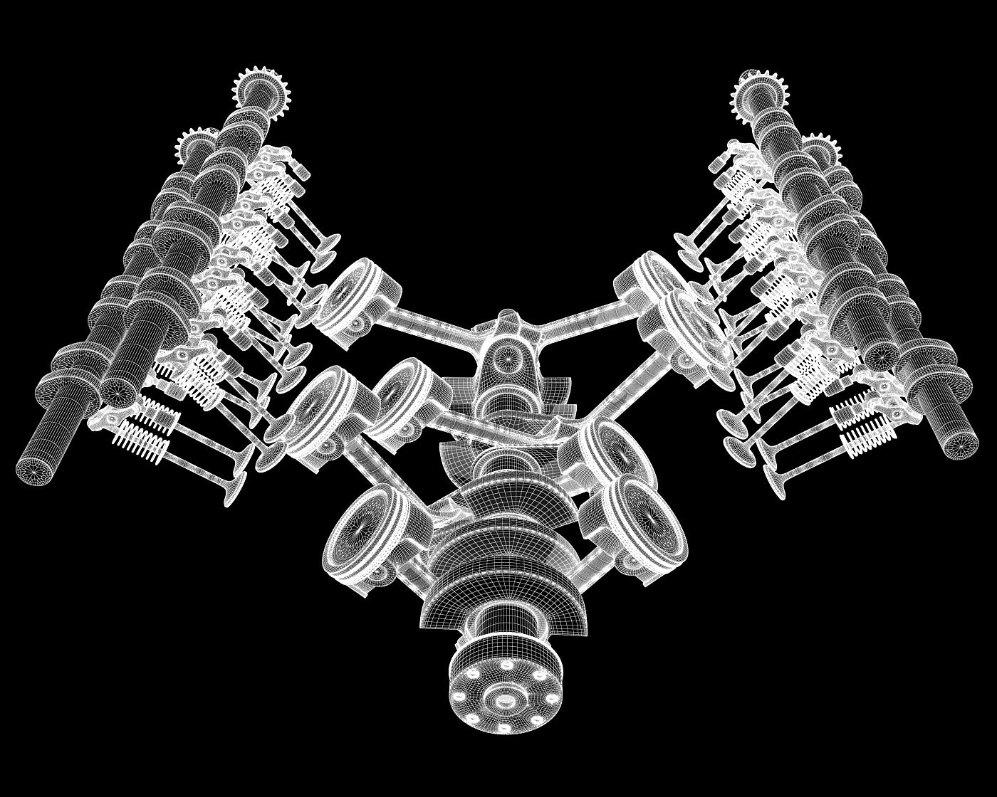 Animated V8 Engine Gasoline Ignition
