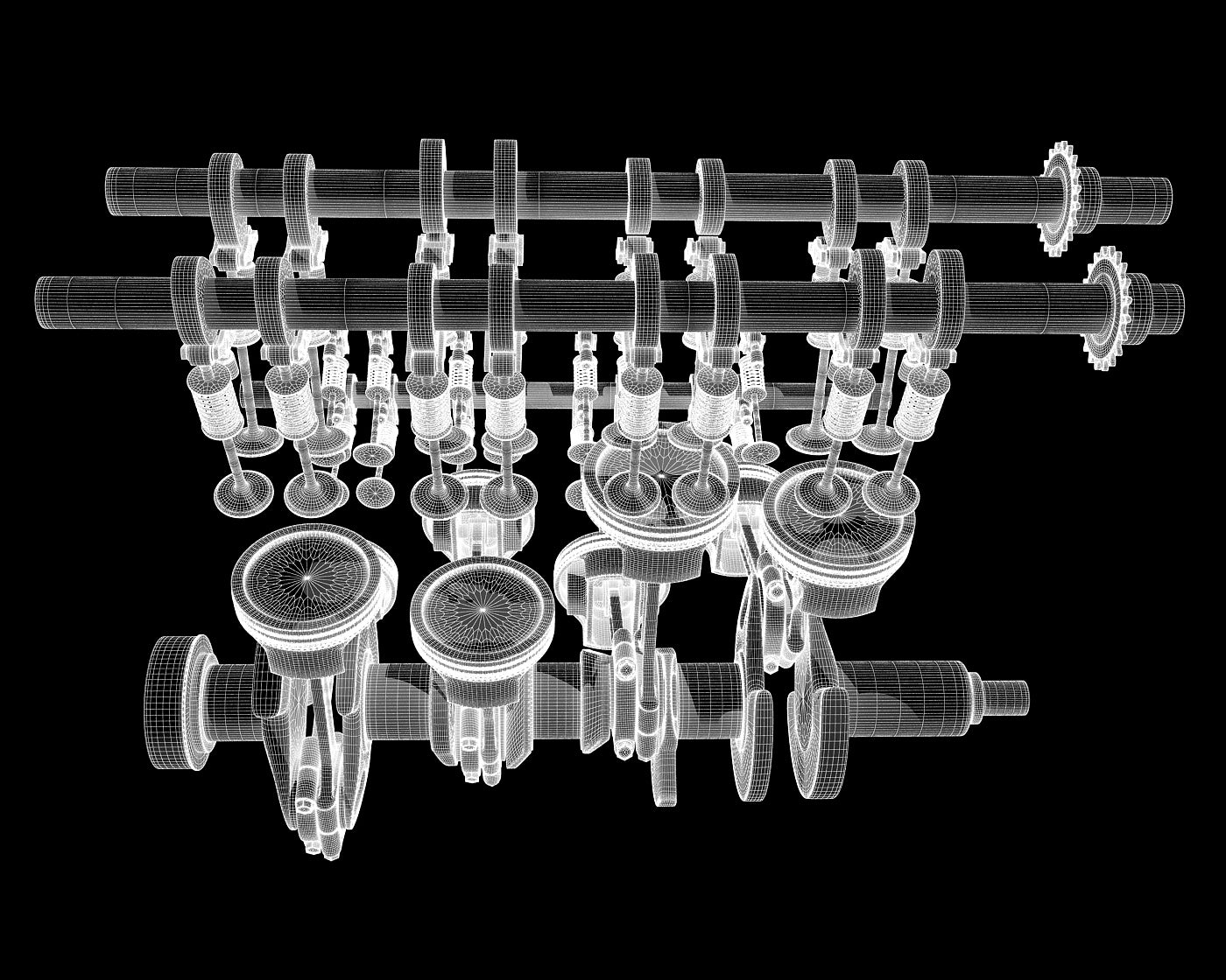 Animated V8 Engine Gasoline Ignition