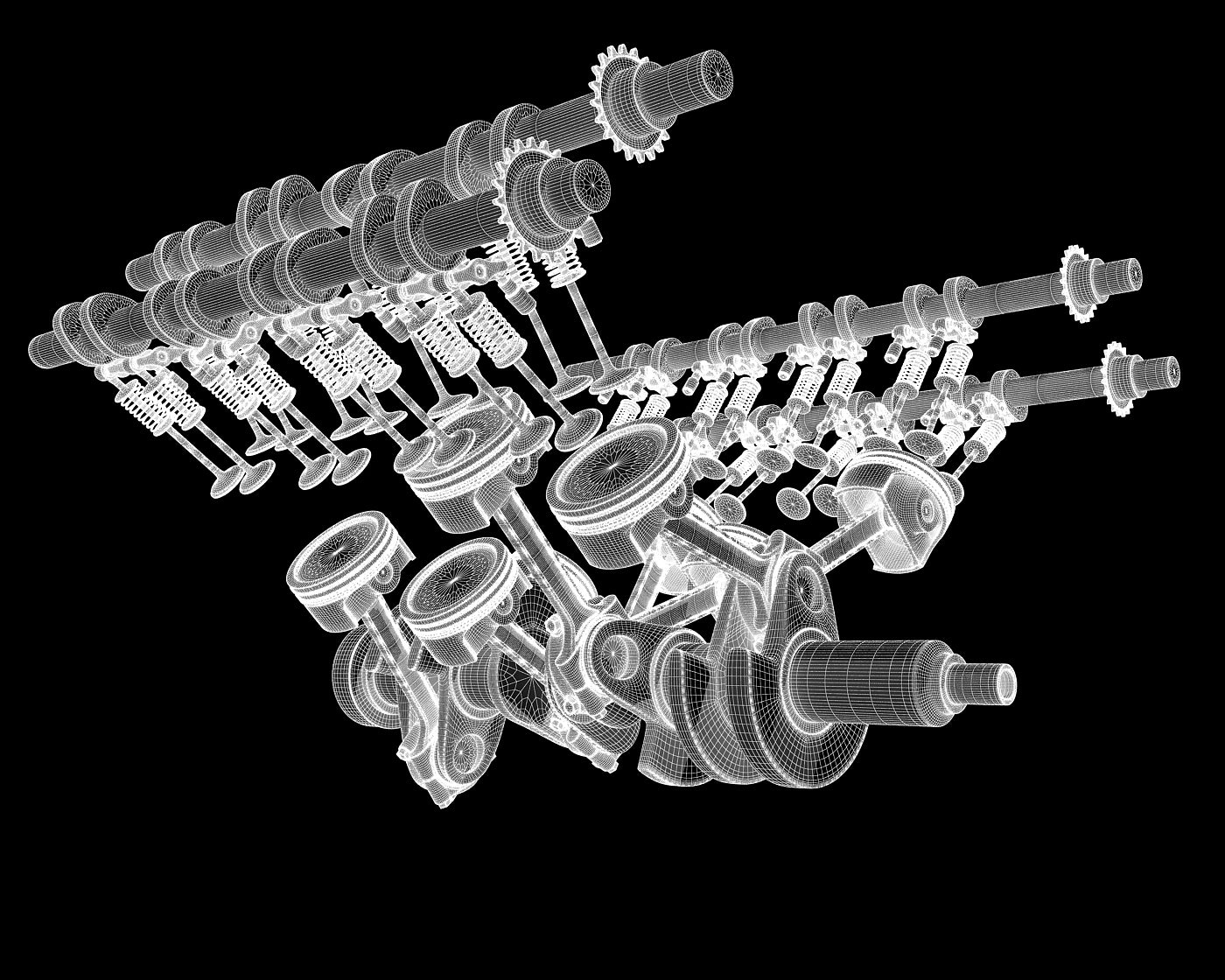 Animated V8 Engine Gasoline Ignition