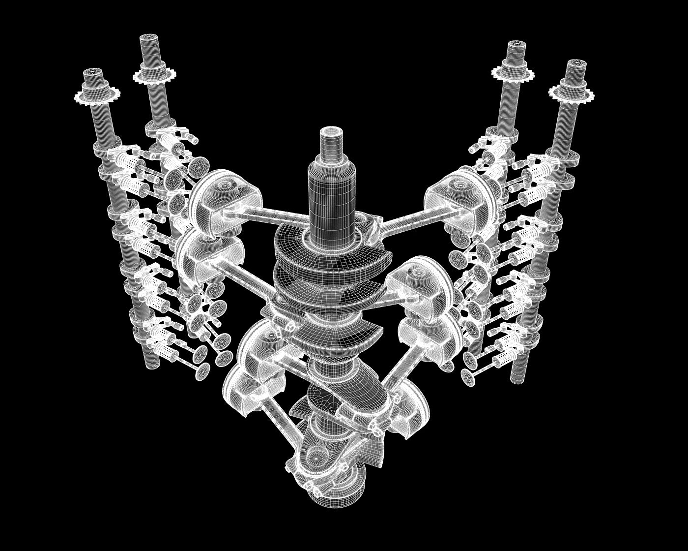 Animated V8 Engine Gasoline Ignition