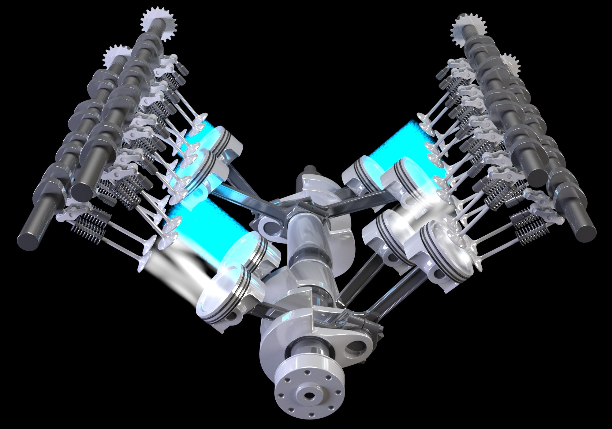 Animated V8 Engine Gasoline Ignition