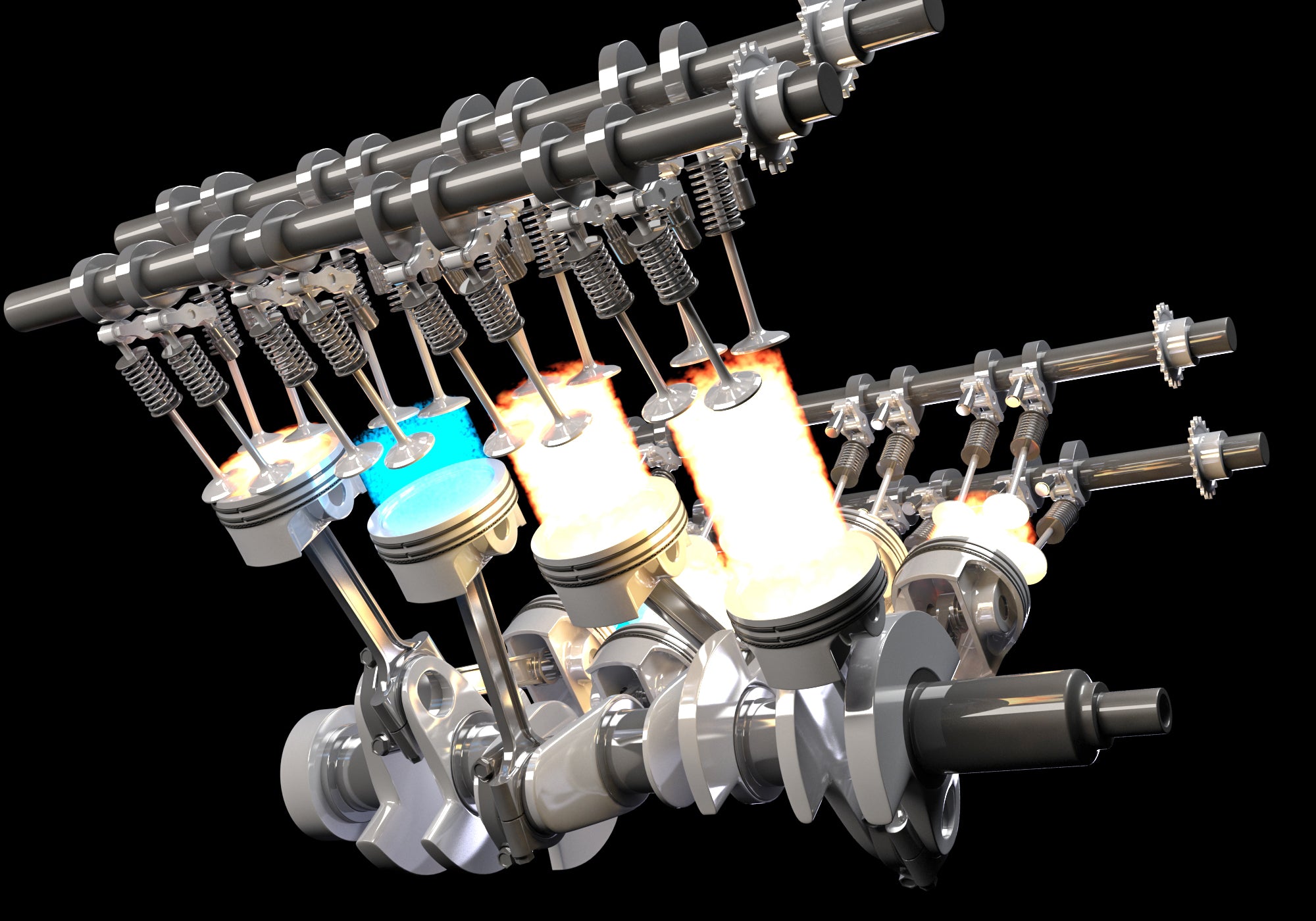 Animated V8 Engine Gasoline Ignition