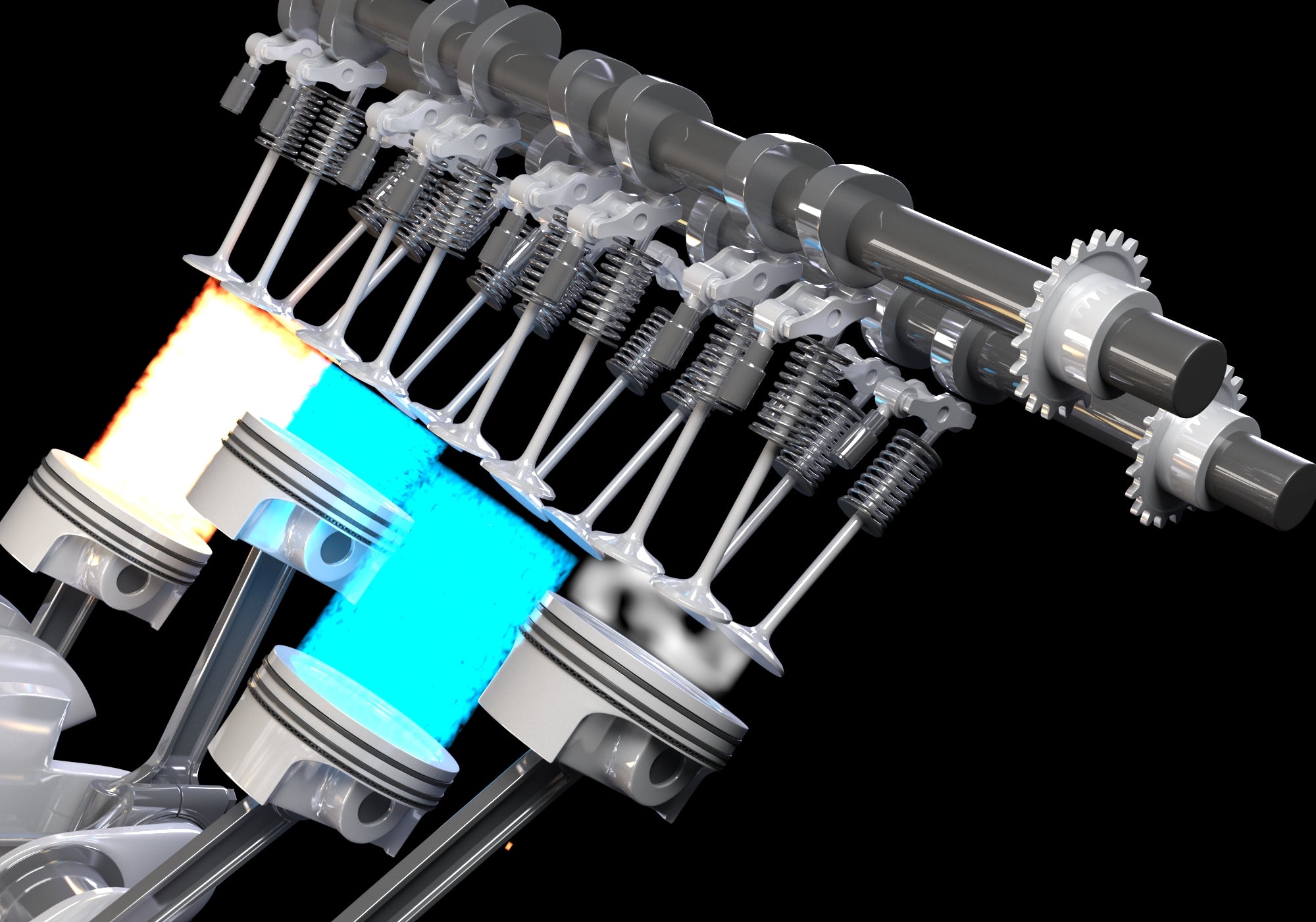 Animated V8 Engine Gasoline Ignition