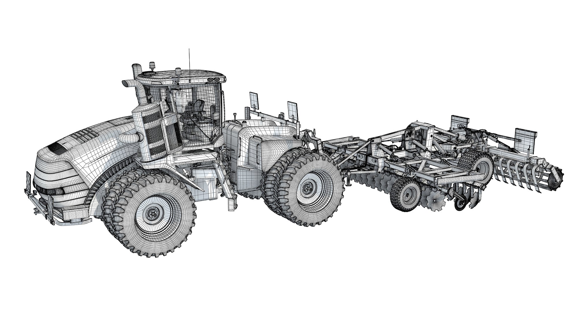 Tractor with Trailed Disc Harrow