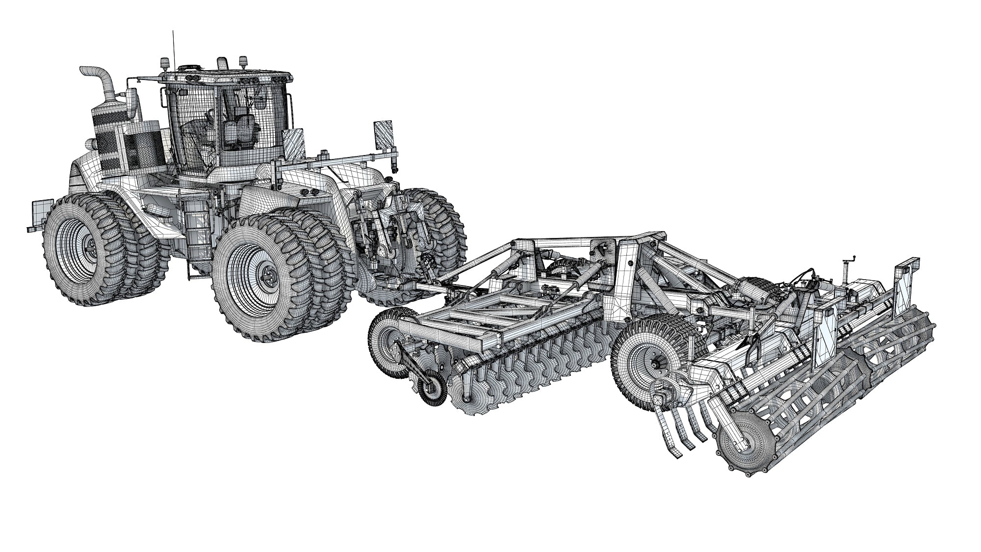 Tractor with Trailed Disc Harrow