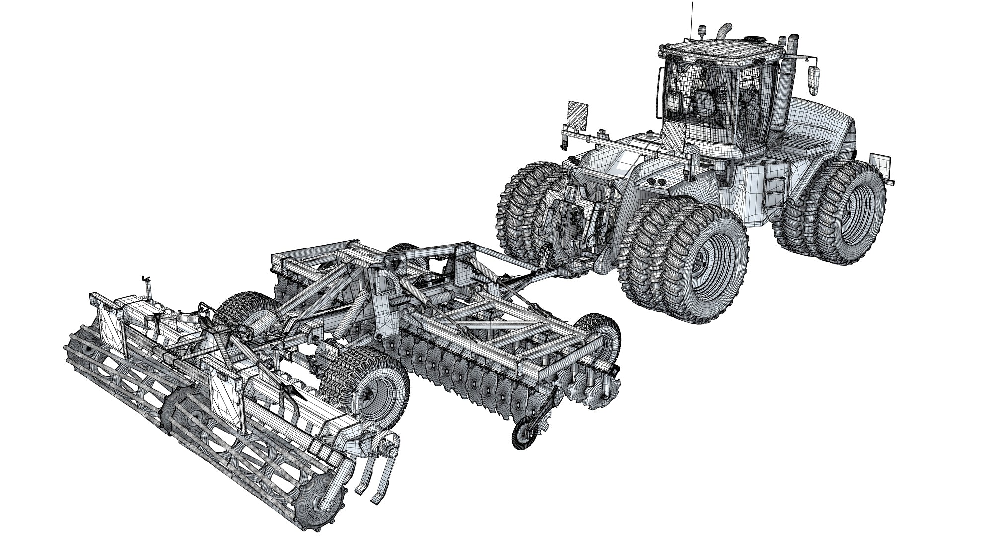 Tractor with Trailed Disc Harrow