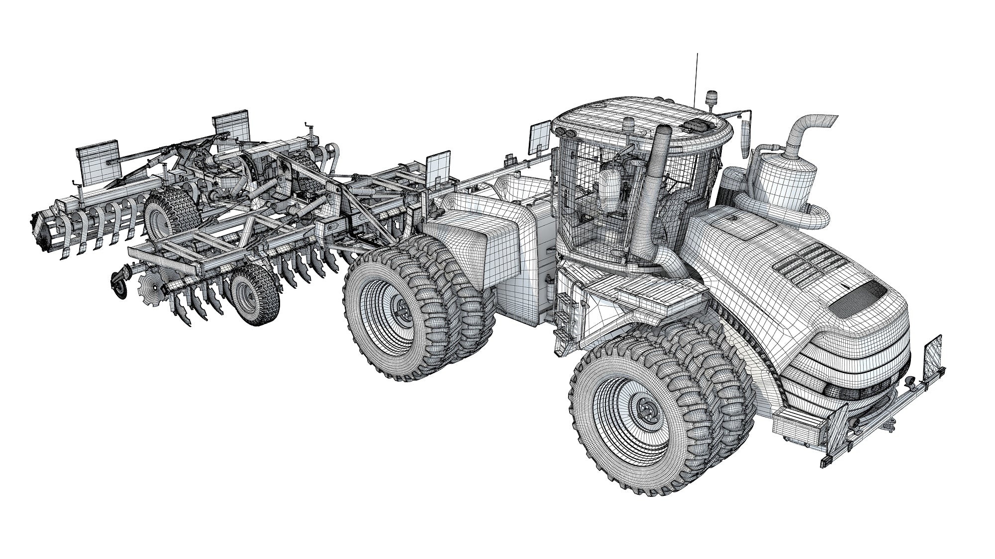 Tractor with Trailed Disc Harrow