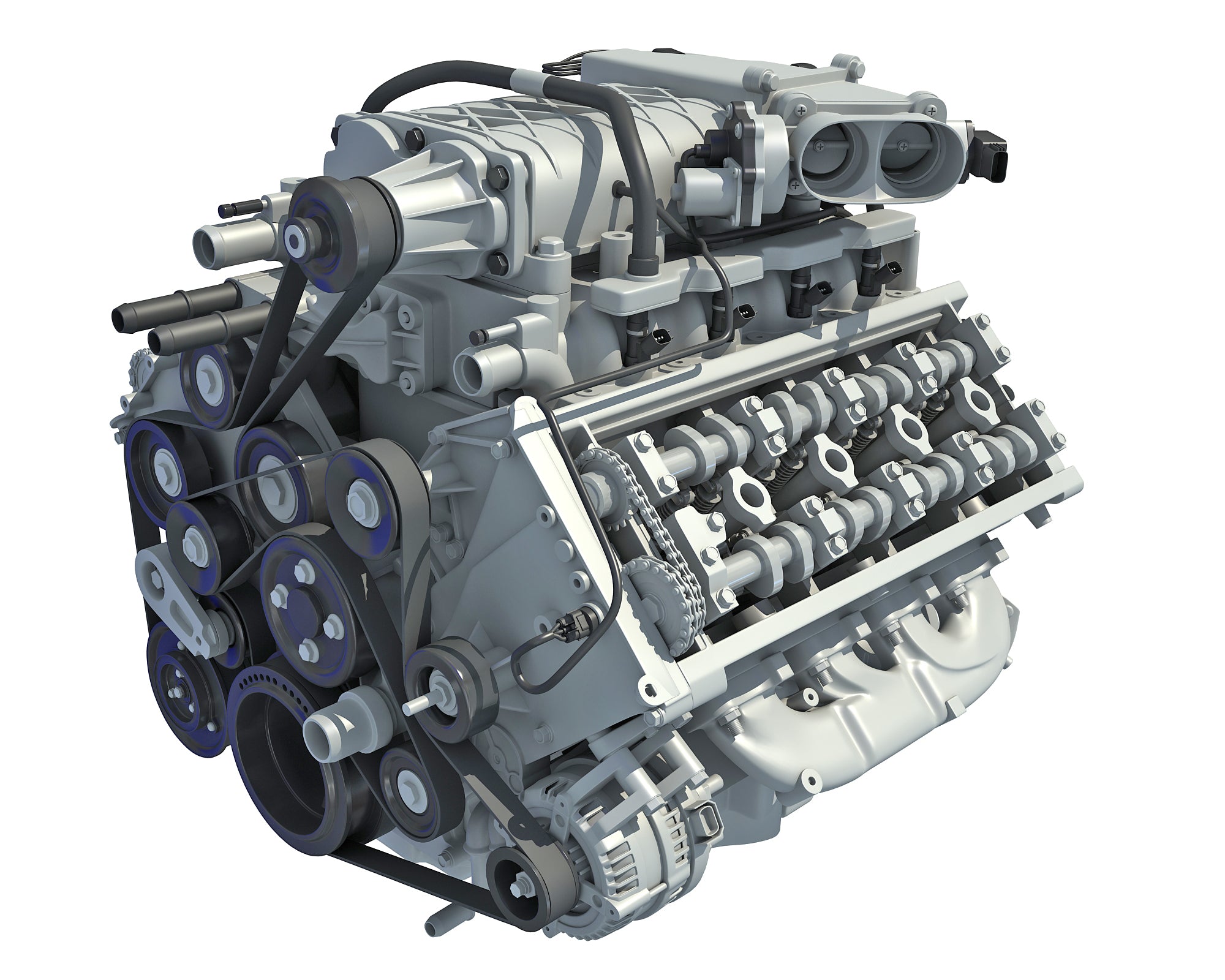 V8 Engine with Interior Parts