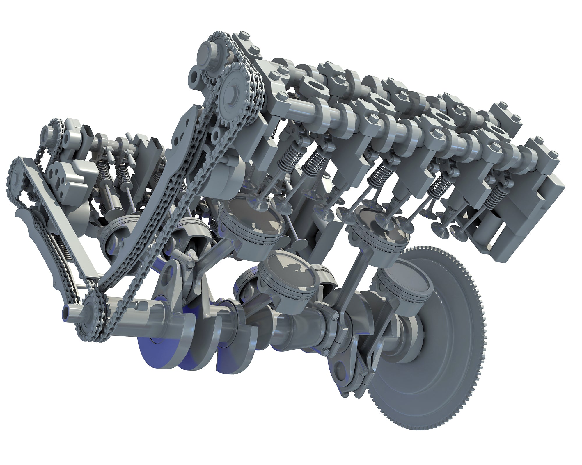 V8 Engine with Interior Parts