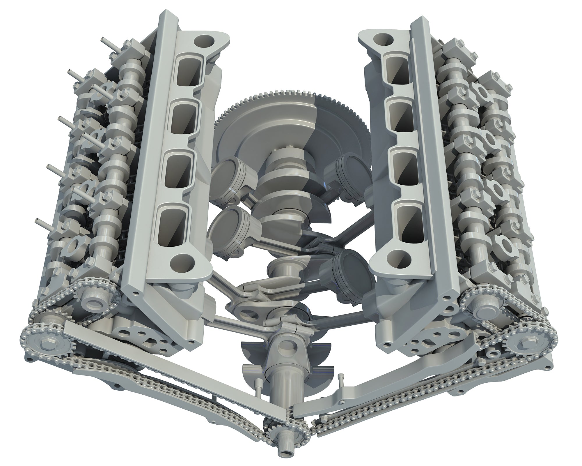 V8 Engine with Interior Parts