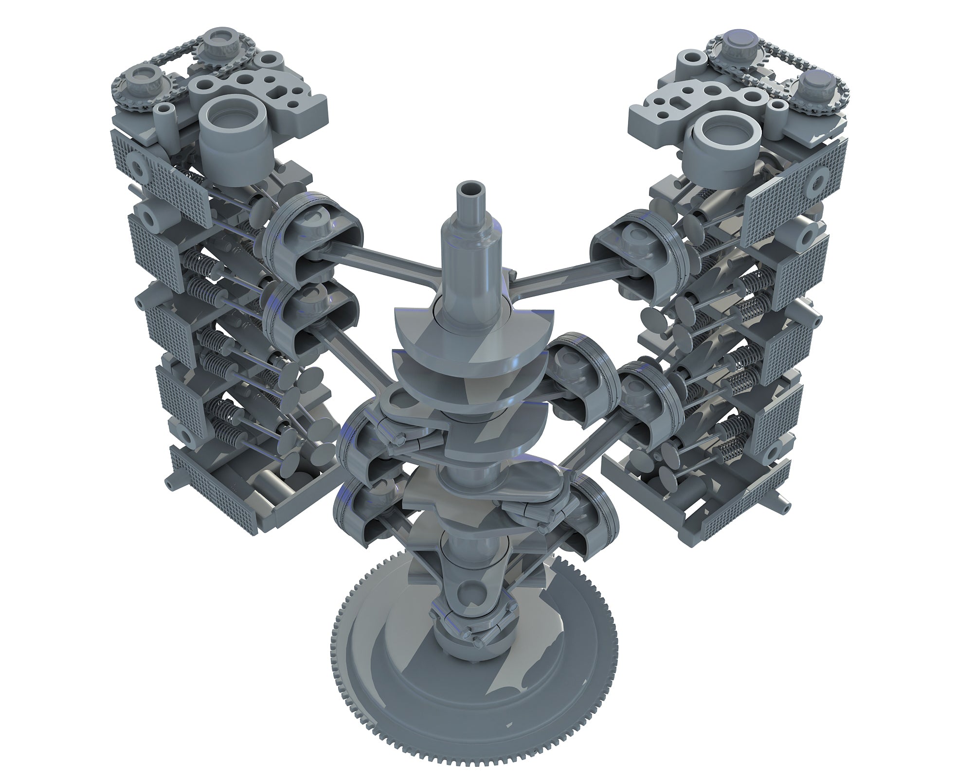 V8 Engine with Interior Parts