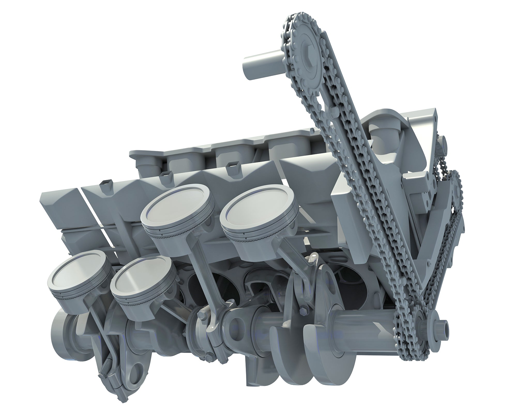 V8 Engine with Interior Parts