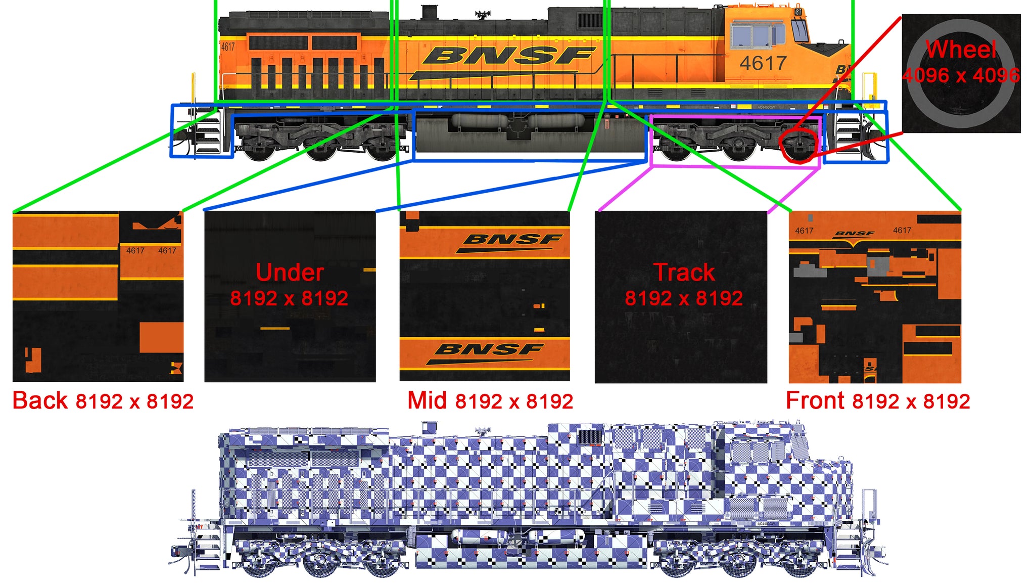 3D Locomotive GE AC4400CW BNSF