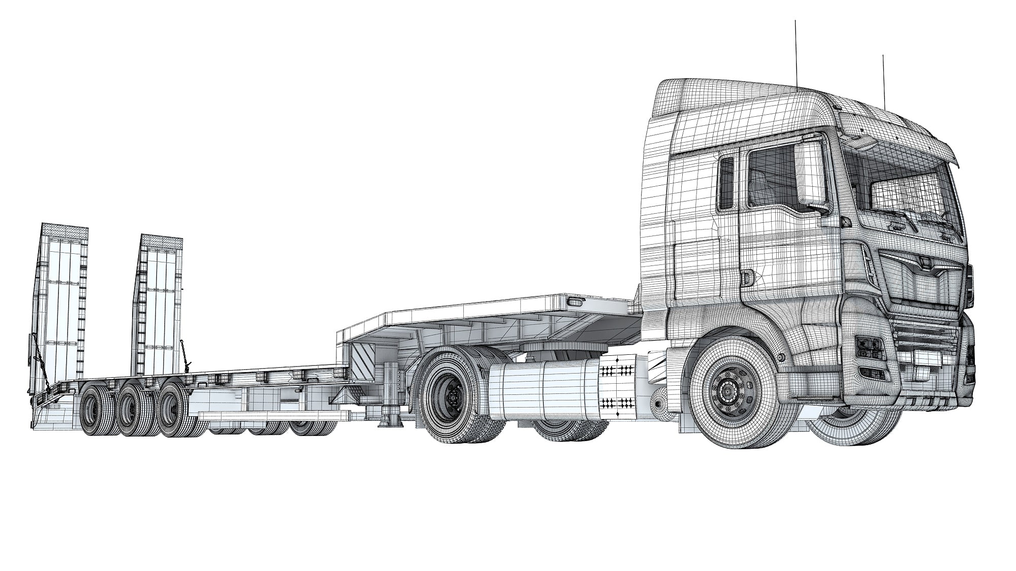 Heavy Truck with Semi Low Loader Trailer