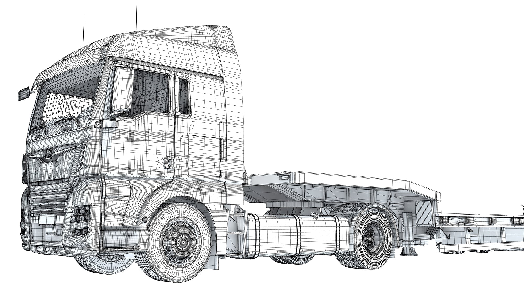 Heavy Truck with Semi Low Loader Trailer