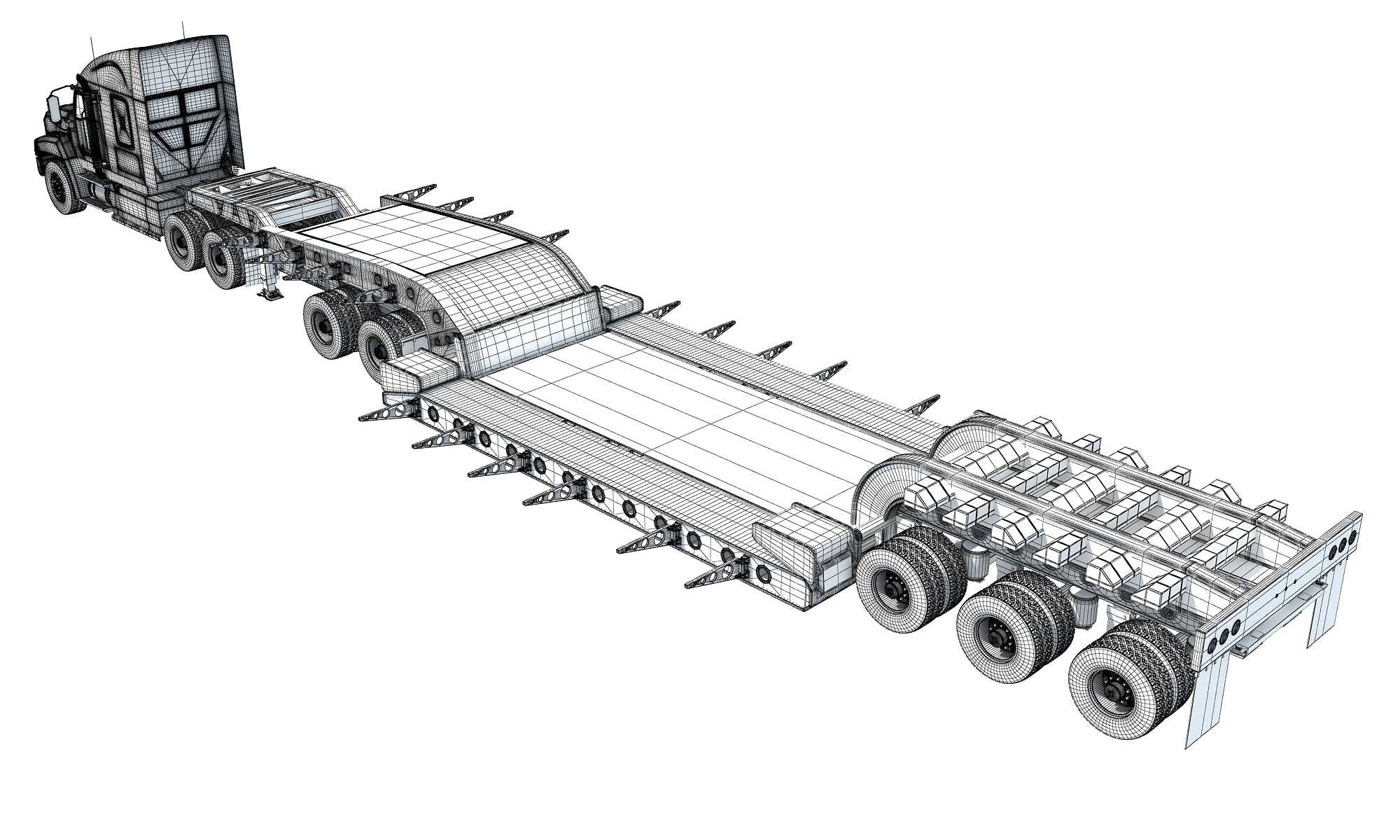 Semi Truck with Lowboy Trailer