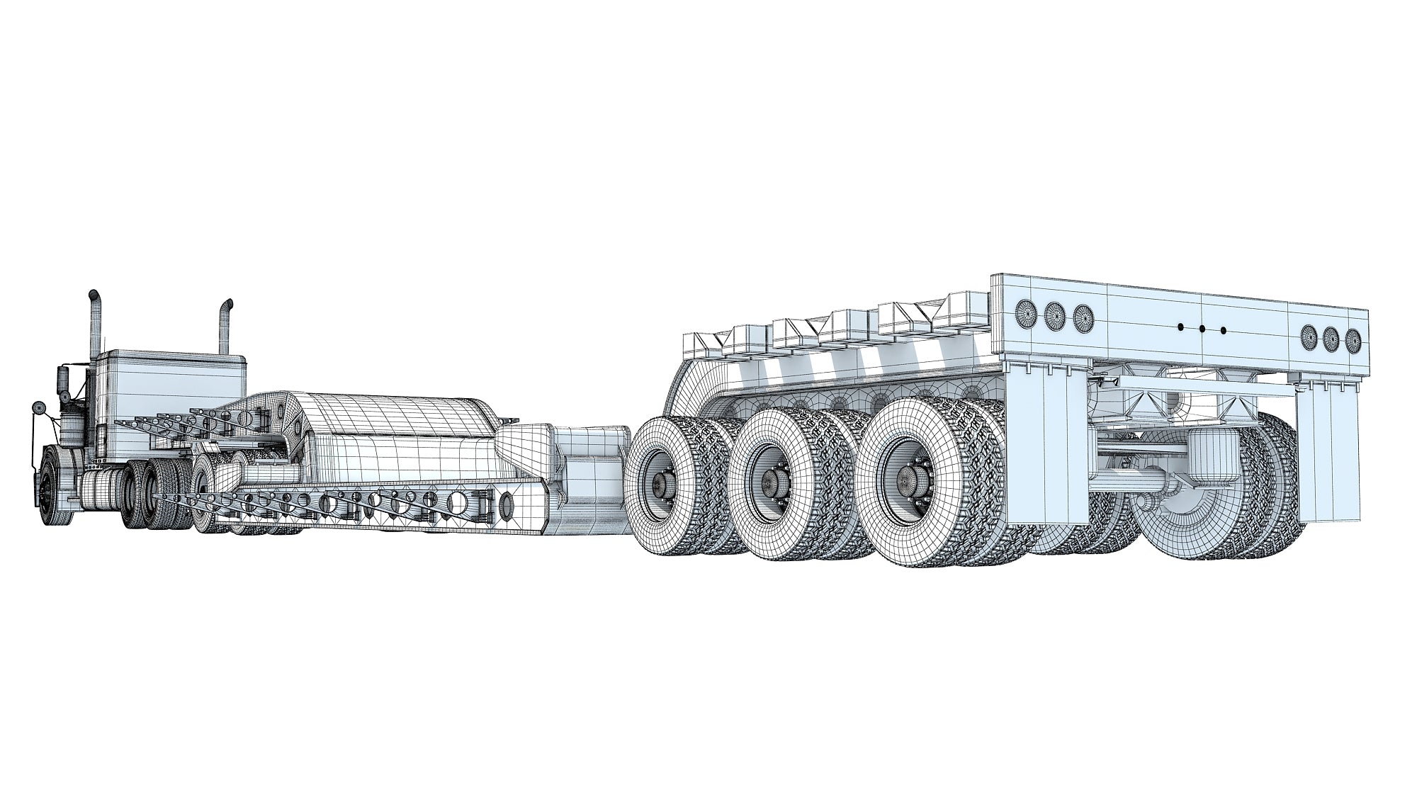 Truck with Lowboy Trailer