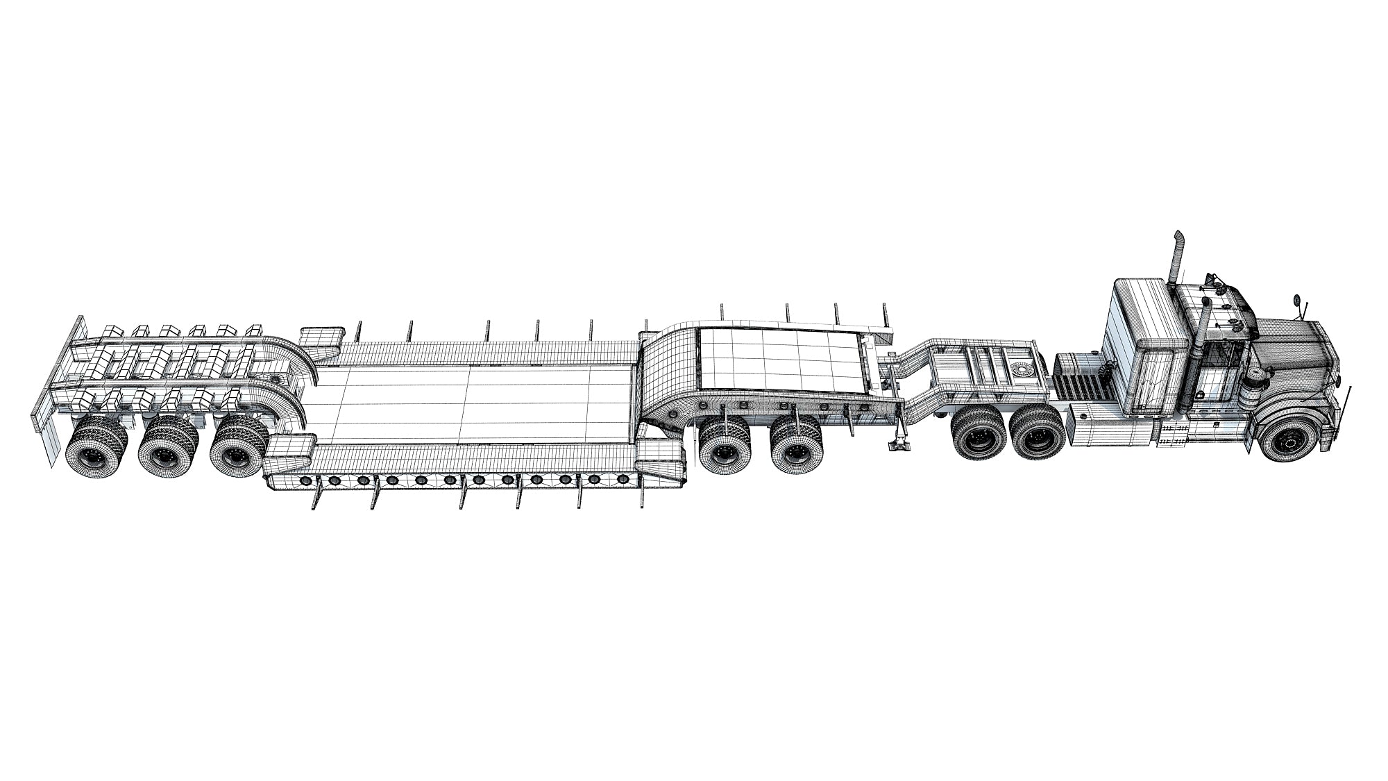 Truck with Lowboy Trailer