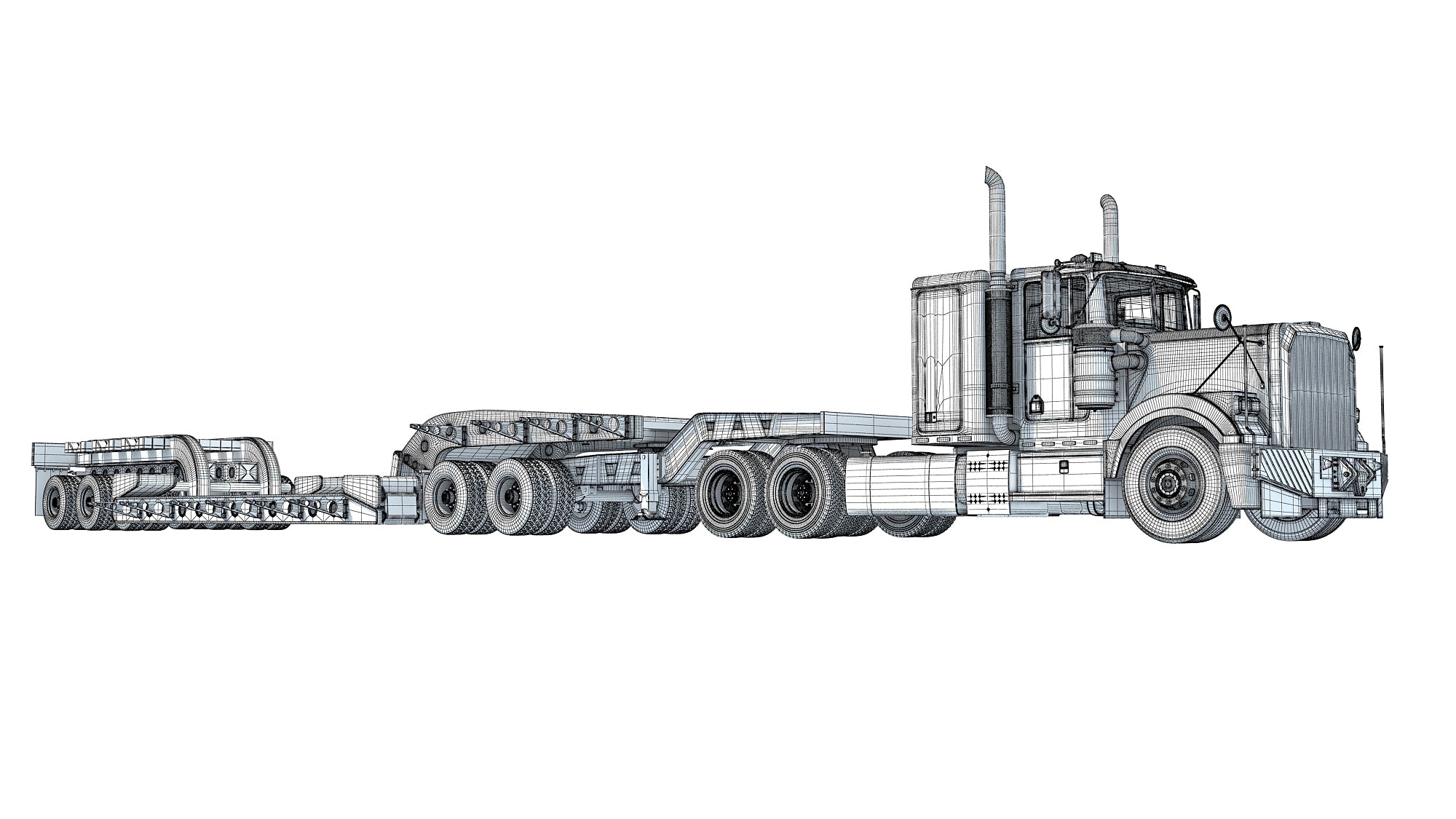 Truck with Lowboy Trailer