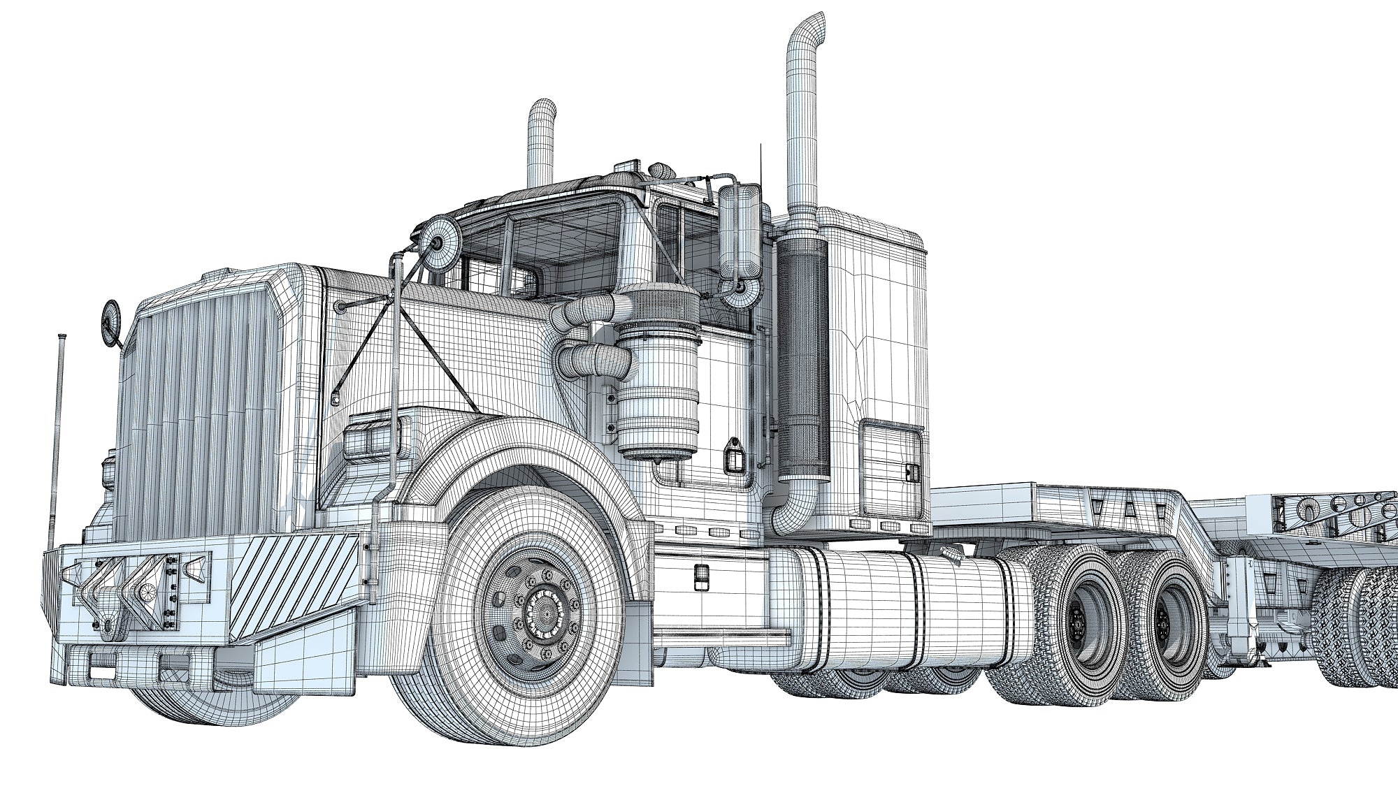 Truck with Lowboy Trailer