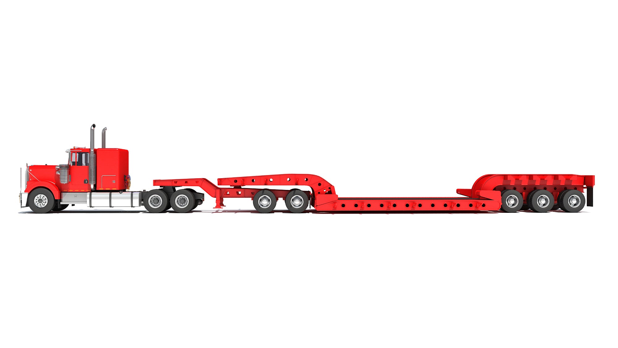 Truck with Lowboy Trailer