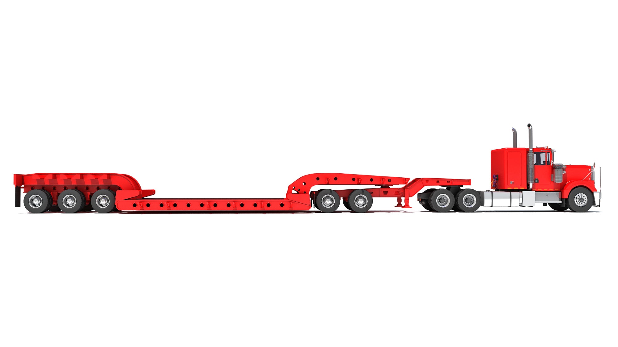 Truck with Lowboy Trailer