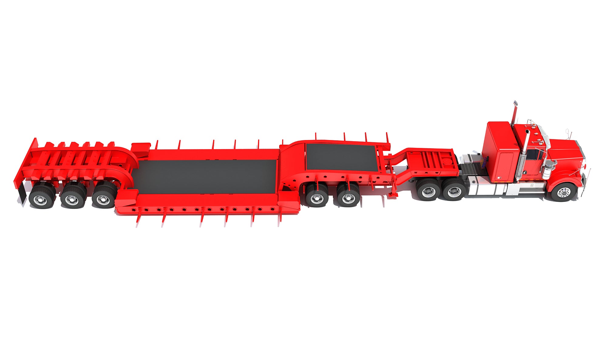 Truck with Lowboy Trailer