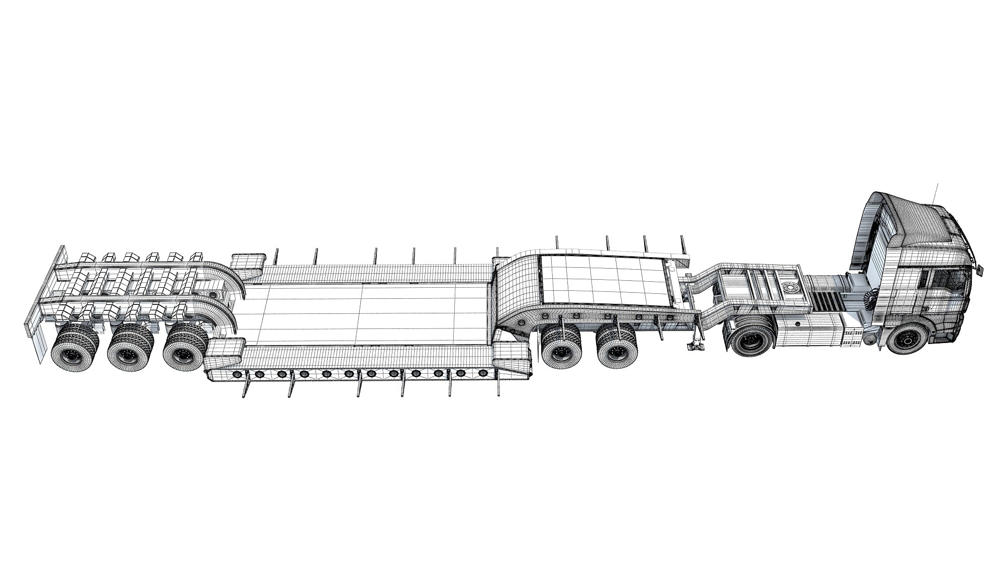 Truck with Lowboy Trailer