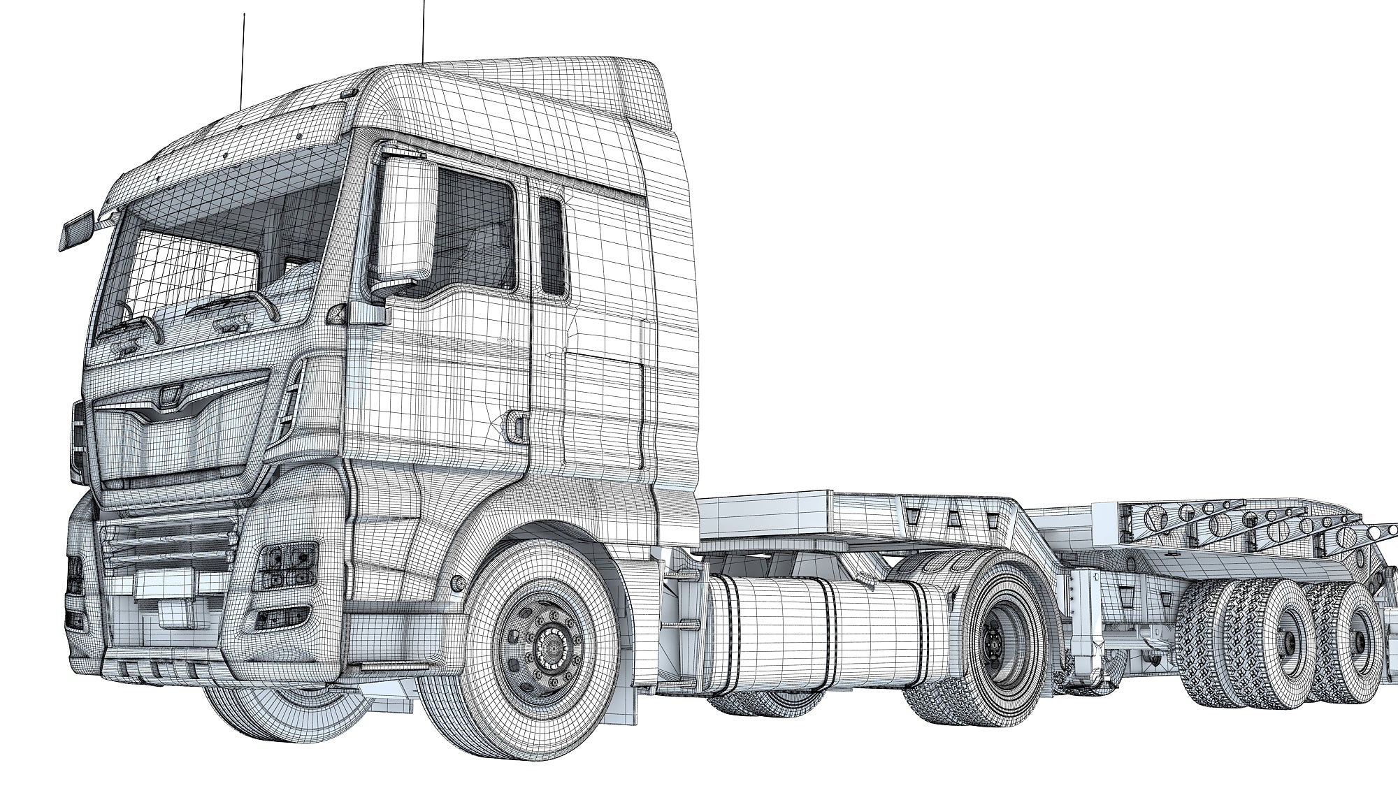 Truck with Lowboy Trailer