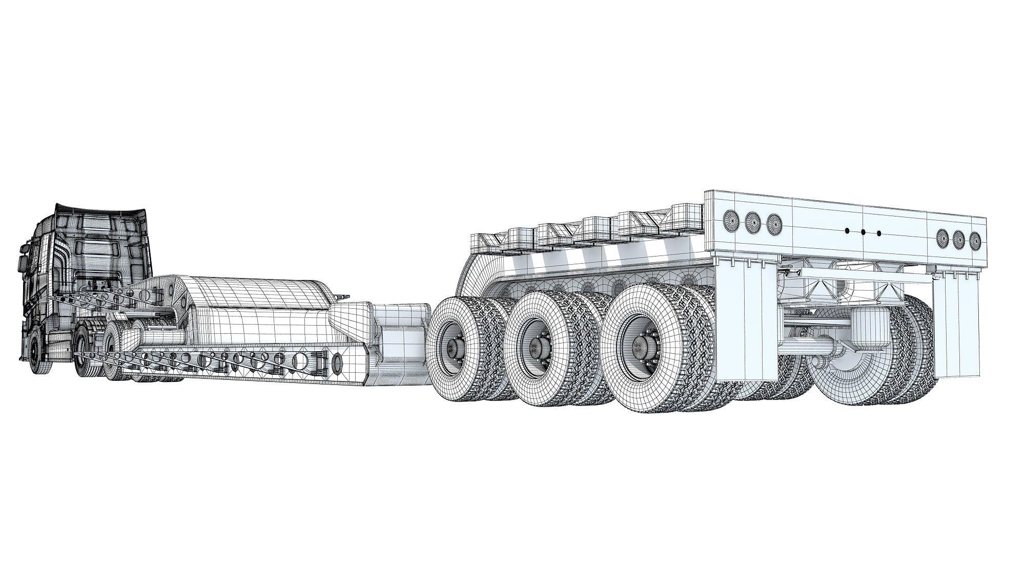 Truck with Lowboy Trailer