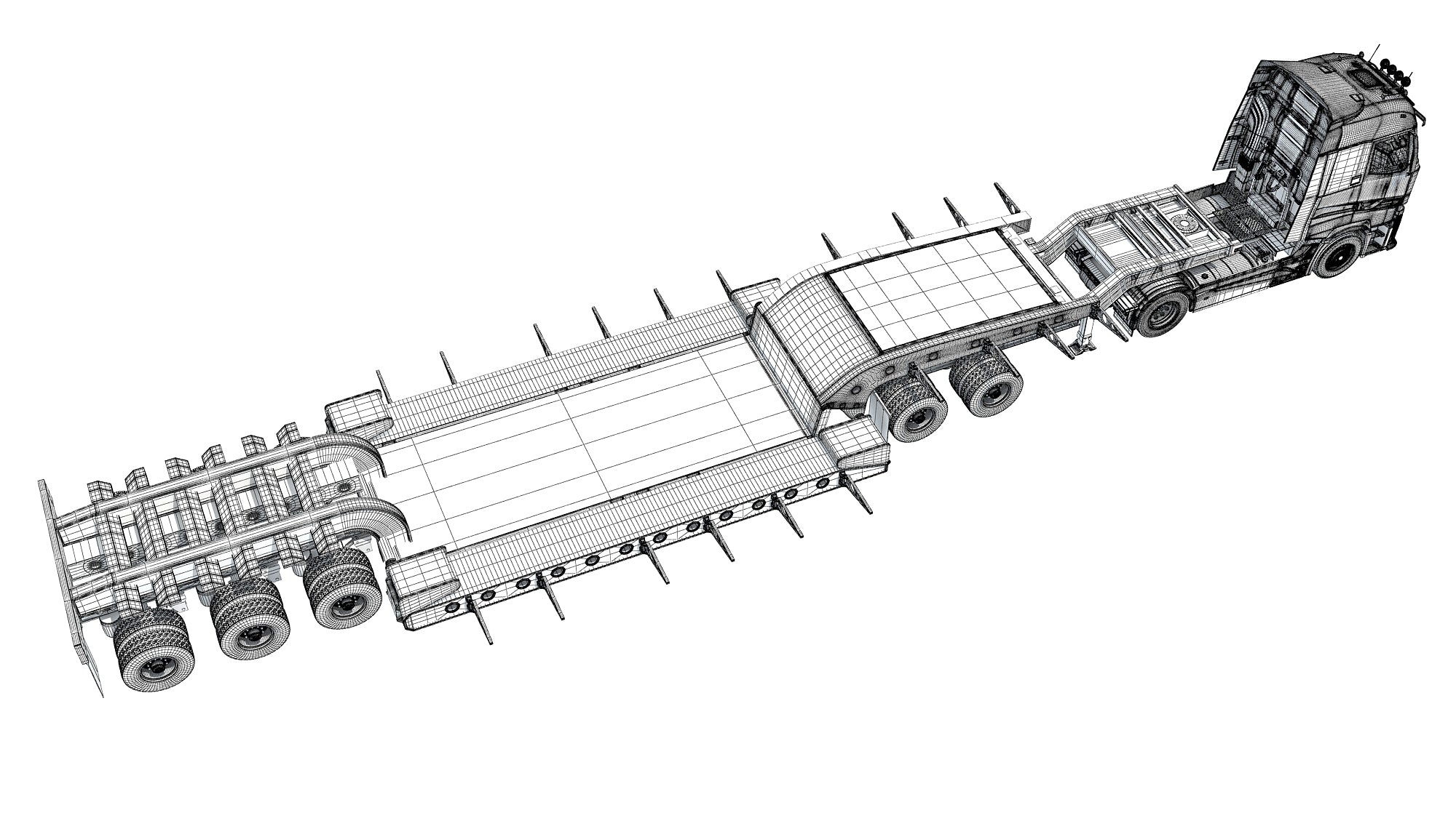 Truck with Lowboy Trailer