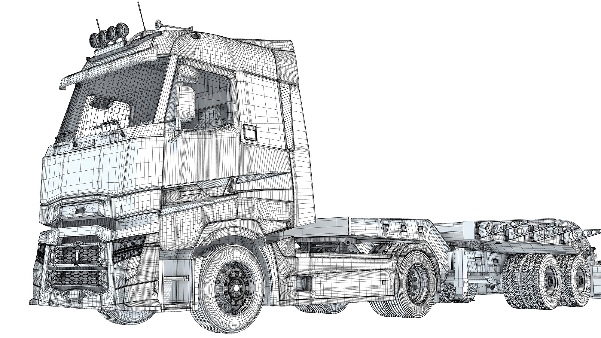 Truck with Lowboy Trailer