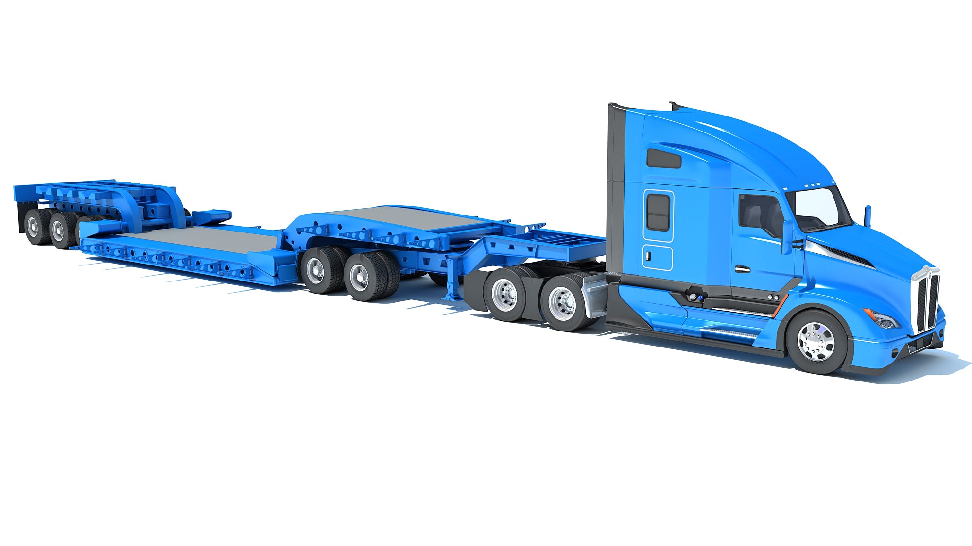 Truck with Lowboy Trailer