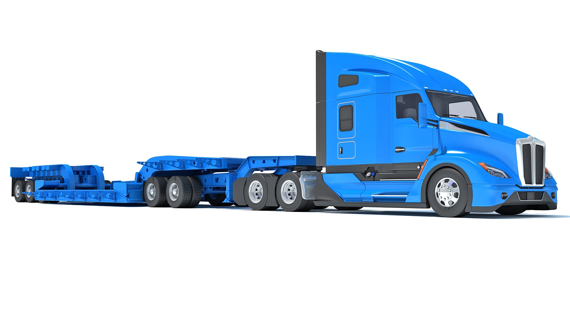 Truck with Lowboy Trailer