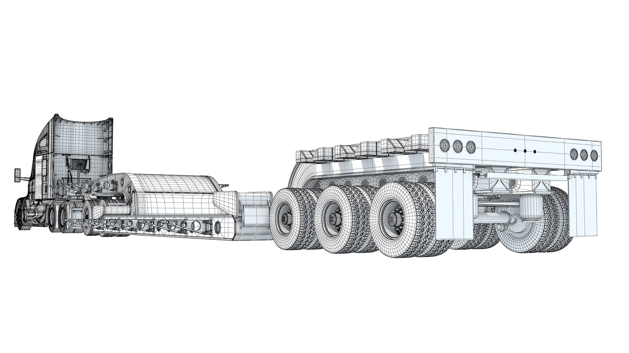 Truck with Lowboy Trailer