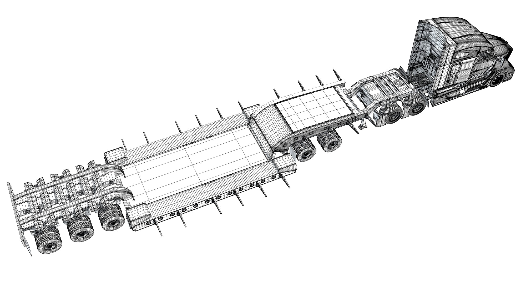Truck with Lowboy Trailer