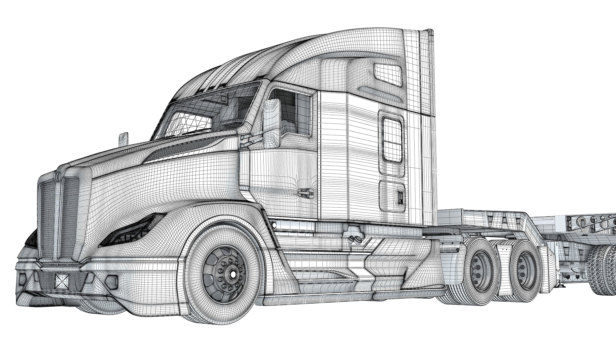 Truck with Lowboy Trailer