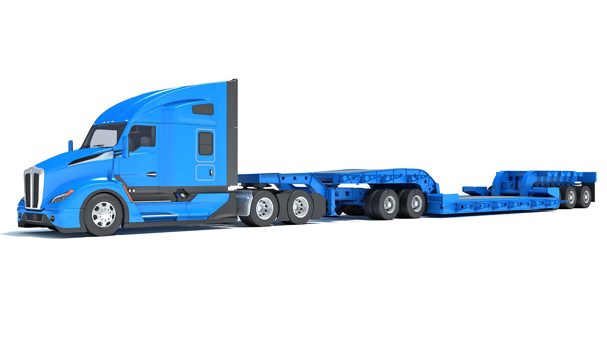 Truck with Lowboy Trailer