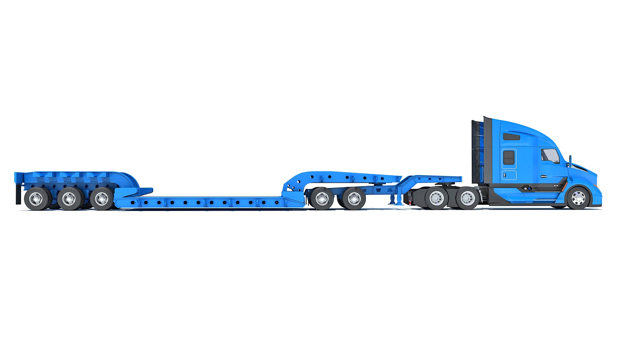 Truck with Lowboy Trailer