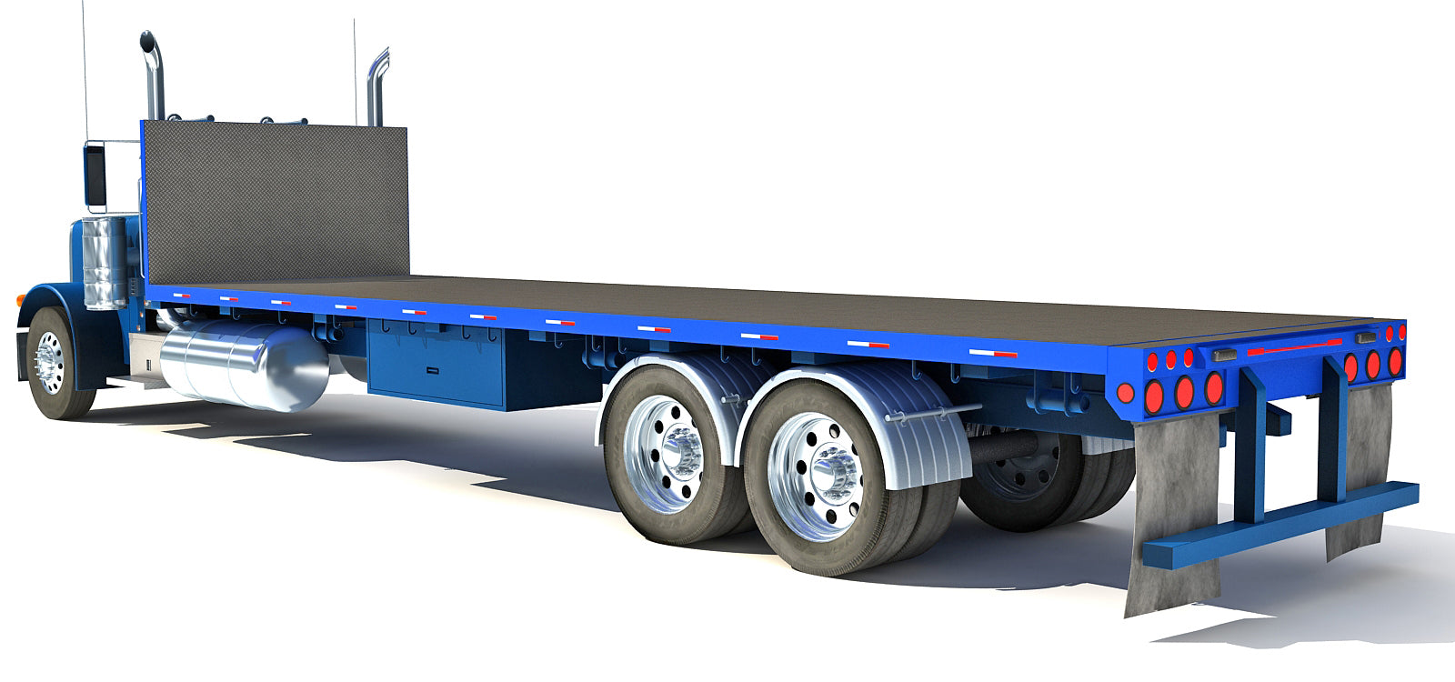 Blue Flatbed Truck 3D Model