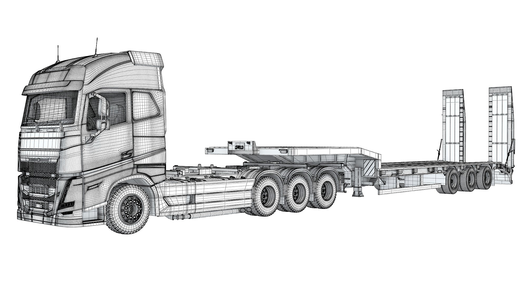 Truck with Platform Trailer