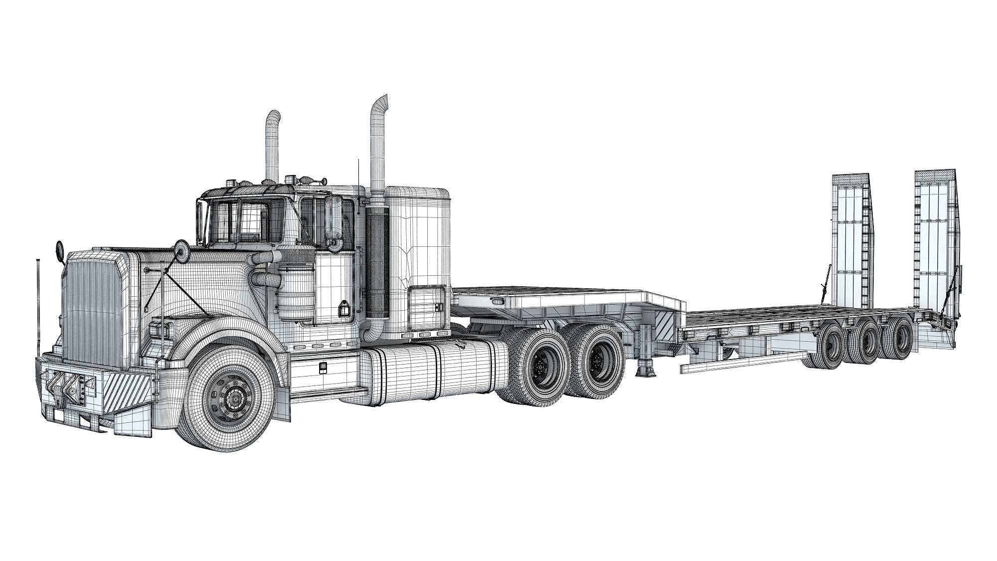 Truck with Platform Trailer