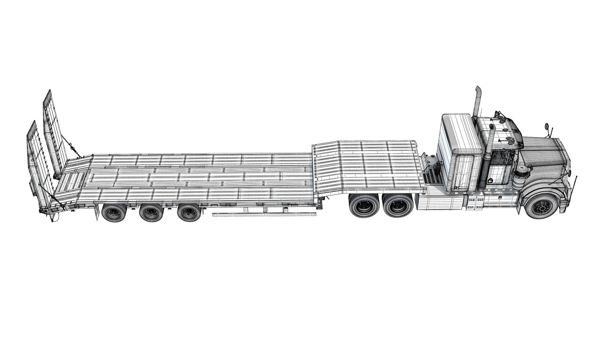 Truck with Platform Trailer