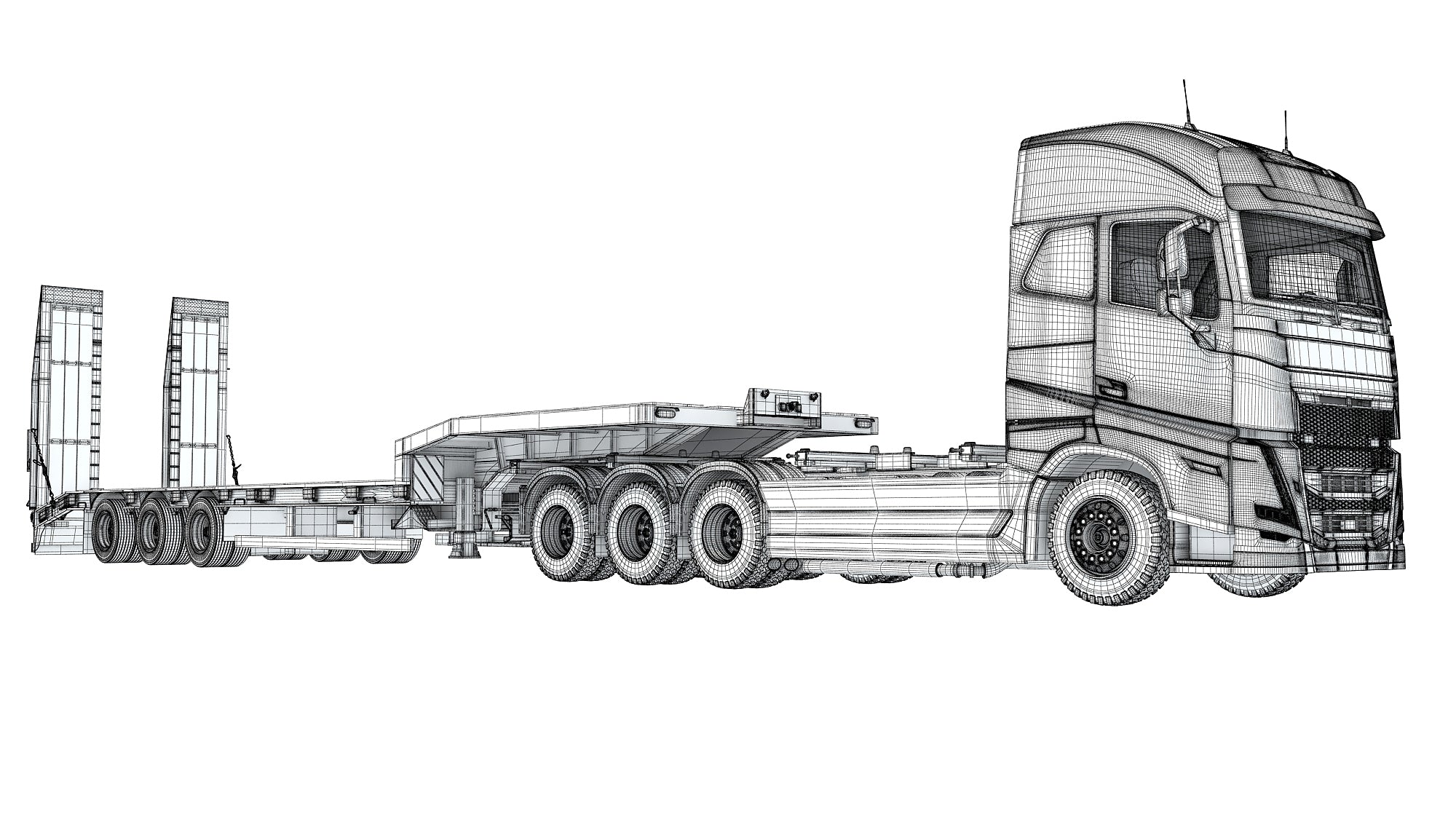 Truck with Platform Trailer