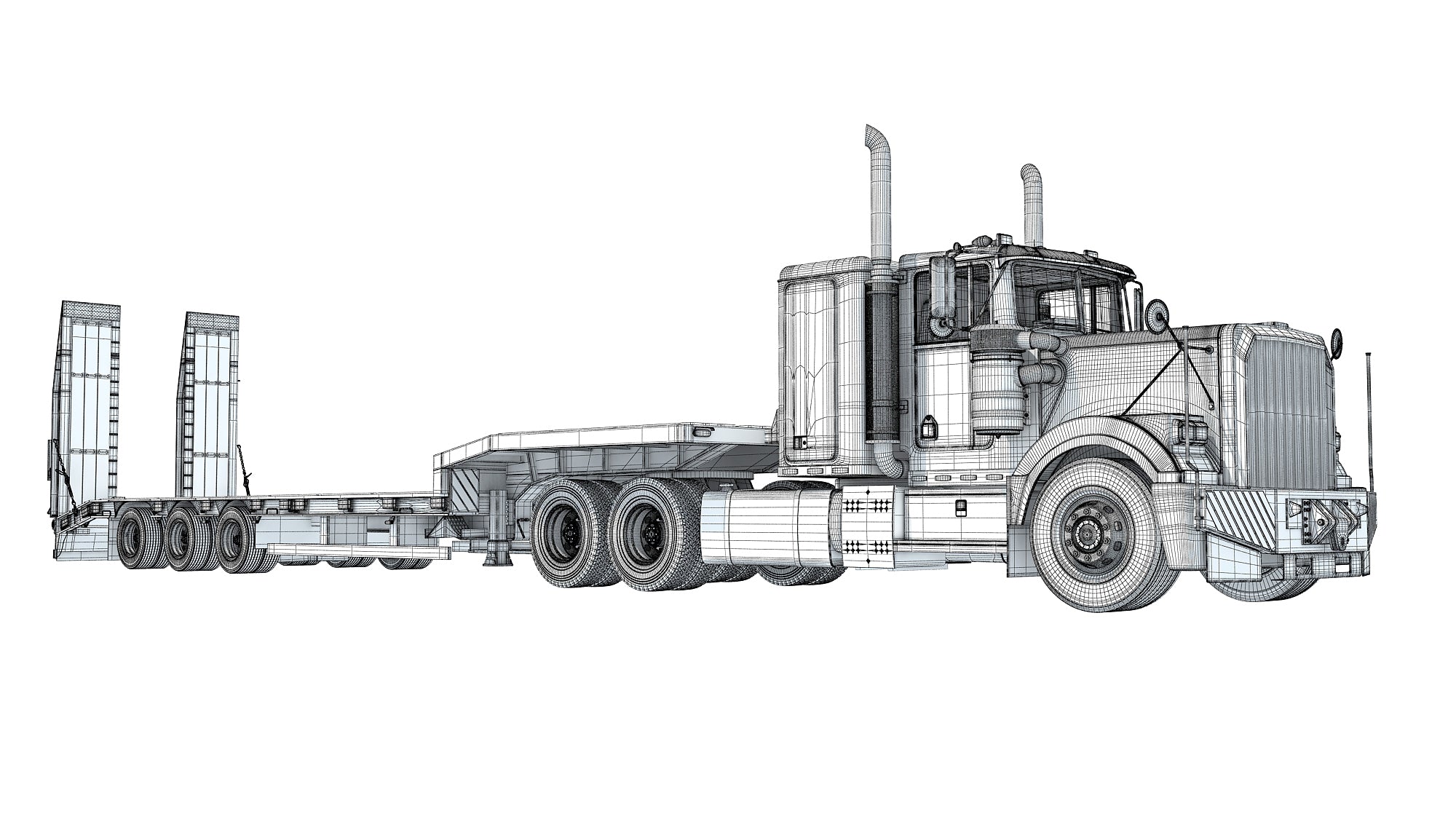 Truck with Platform Trailer